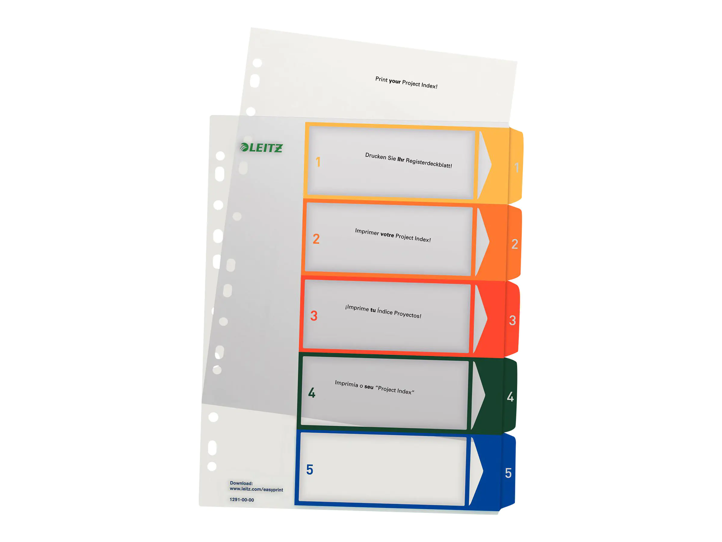 Esselte Leitz Trennelement - 5 Teile - vorgedruckt: 1-5 - für A4 Extra (235 × 322 mm) 12910000
