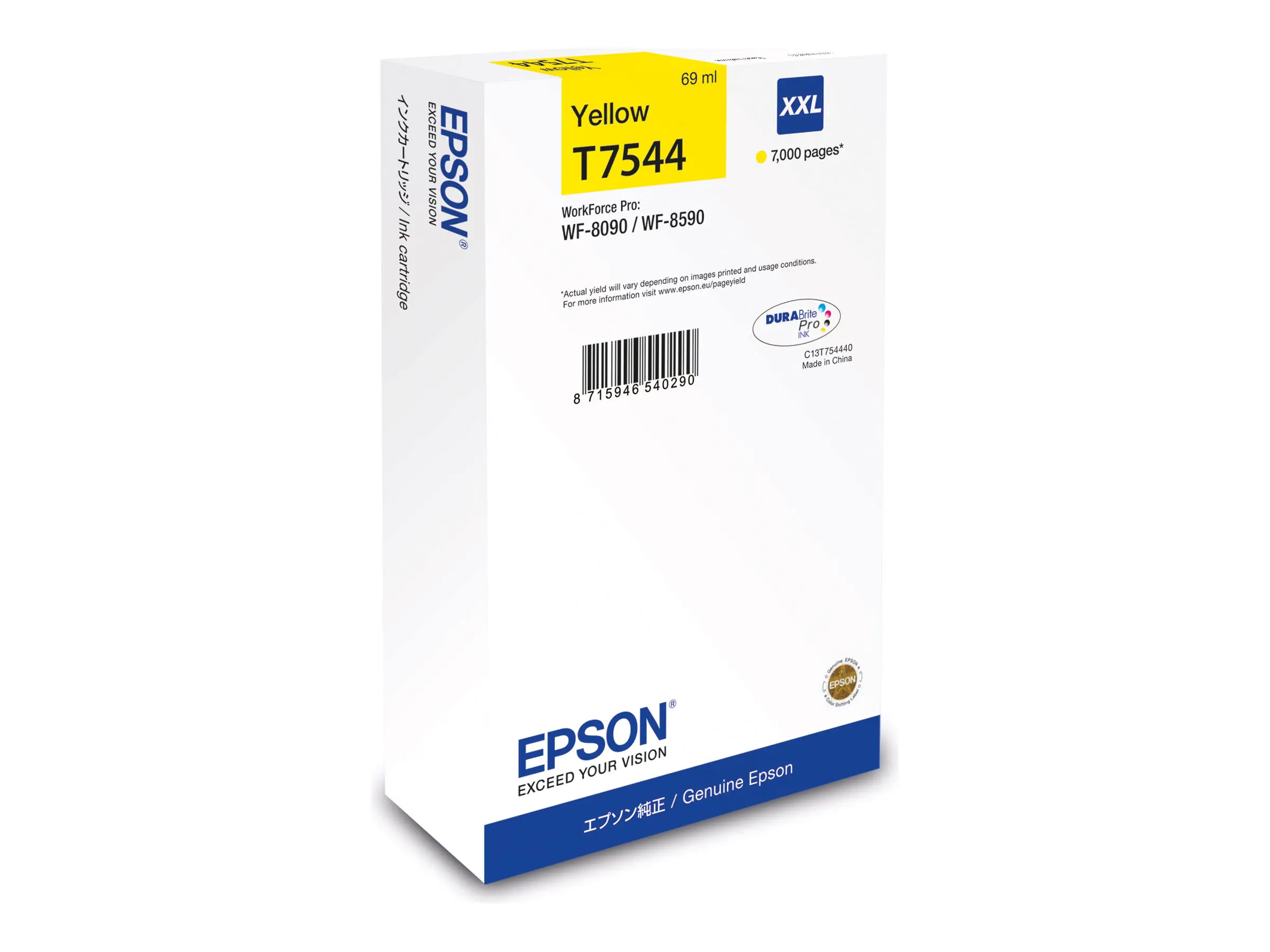 Epson T7544 - 69 ml - Größe XXL - Gelb - original - Tintenpatrone - für WorkForce Pro WF-8090, WF-8590
