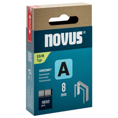 NOVUS Heftklammer A 53/8 Handheftgeräte, Elektroheftgeräte, Akkuheftgeräte, Drucklufttacker Stahldraht, verzinkt 1.800 St./Pack. NOVUS Heftklammer A 53/8 Handheftgeräte, Elektroheftgeräte, Akkuheftgeräte, Drucklufttacker Stahldraht, verzinkt 1.800 St./Pack.
