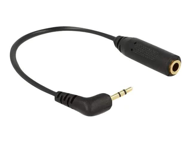 Delock - Audio-Adapter - mini-phone stereo 3.5 mm weiblich zu Stereo Mikro-Stecker männlich - 17.5 cm - Schwarz - links-gewinkelter Stecker