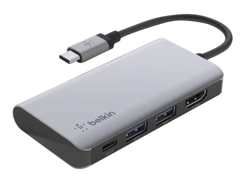 Belkin CONNECT 4-in-1 - Multiport-Hupadapter - USB-C - HDMI Belkin CONNECT 4-in-1 - Multiport-Hupadapter - USB-C - HDMI