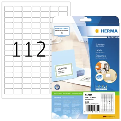 HERMA Etikett PREMIUM 4334 25,4x16,9mm weiß 2.800 St./Pack. HERMA Etikett PREMIUM 4334 25,4x16,9mm weiß 2.800 St./Pack.