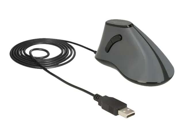 Delock - Vertikale Maus - ergonomisch - Für Rechtshänder - optisch - 5 Tasten - kabelgebunden - USB - Grau, Schwarz - retail Delock - Vertikale Maus - ergonomisch - Für Rechtshänder - optisch - 5 Tasten - kabelgebunden - USB - Grau, Schwarz - retail