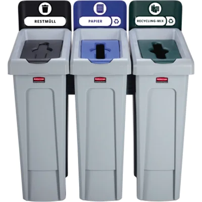 Rubbermaid Recyclingset Slim Jim 2057606 schwarz/blau/grün Rubbermaid Recyclingset Slim Jim 2057606 schwarz/blau/grün