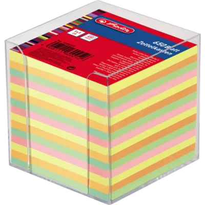 Herlitz Zettelbox 1600253 9x9x9cm transparent +650Bl. farbig Herlitz Zettelbox 1600253 9x9x9cm transparent +650Bl. farbig