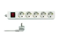 REV - Steckdosenleiste - Wechselstrom 250 V - 3500 Watt - Eingabe, Eingang 2-polig - Ausgangsanschlüsse: 5 (2-polig) - 3 m Schnur - weiß