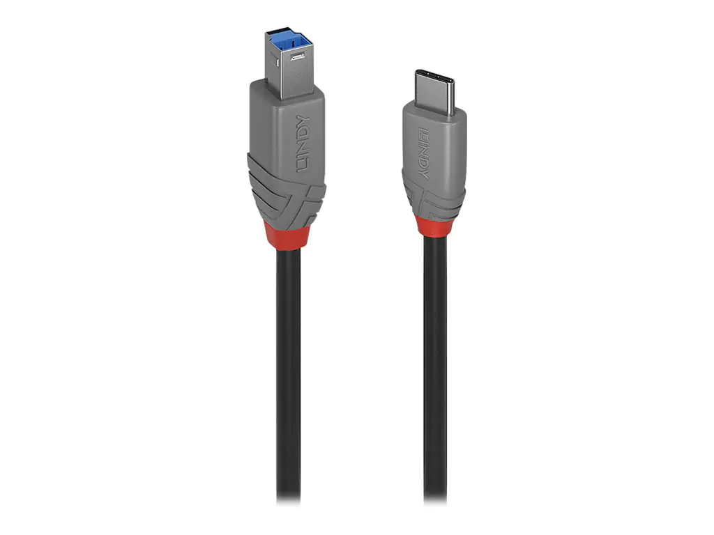 Lindy Anthra Line - USB-Kabel - 24 pin USB-C (M) zu USB Type B (M) - USB 3.2 Gen 1 - 3 m - rund, bi-direktional - Schwarz