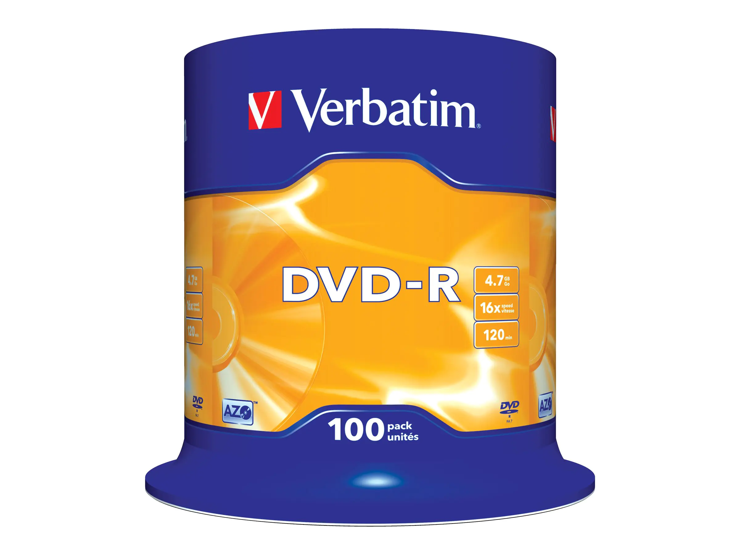 Verbatim 100 x DVD-R - 4.7 GB 16x - mattsilber 43549