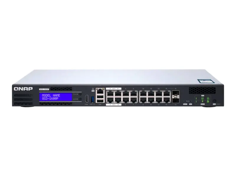 QNAP QGD-1600P - Switch - Smart - 4 x 10/100/1000 (PoE++) + 10 x 10/100/1000 (PoE+) + 2 x Kombinations-Gigabit-SFP (PoE+) - an Rack montierbar - PoE++ (370 W)