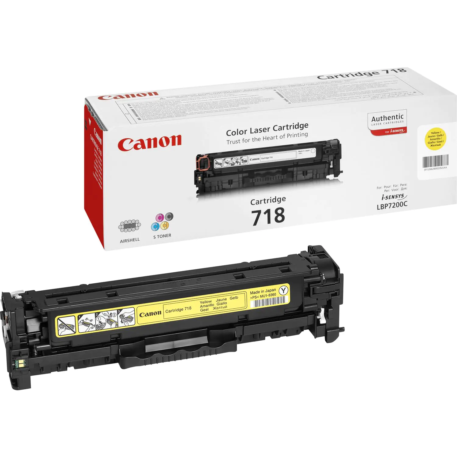 Canon 718 Yellow - Gelb - Original - Tonerpatrone - für ImageCLASS LBP7200; i-SENSYS MF8330, MF8350; Laser Shot LBP-7200; Satera MF8330, MF8350 Canon 718 Yellow - Gelb - Original - Tonerpatrone - für ImageCLASS LBP7200; i-SENSYS MF8330, MF8350; Laser Shot LBP-7200; Satera MF8330, MF8350