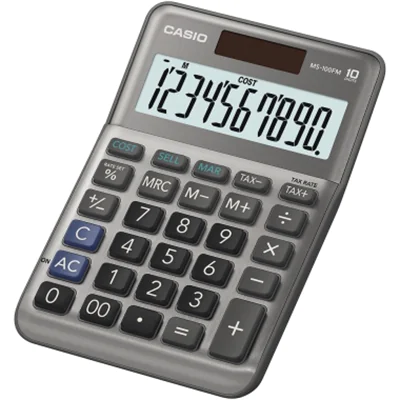 CASIO® Tischrechner MS-100FM 101 x 27,6 x 148,5 mm (B x H x T) Solar-Energie, Batterie silber