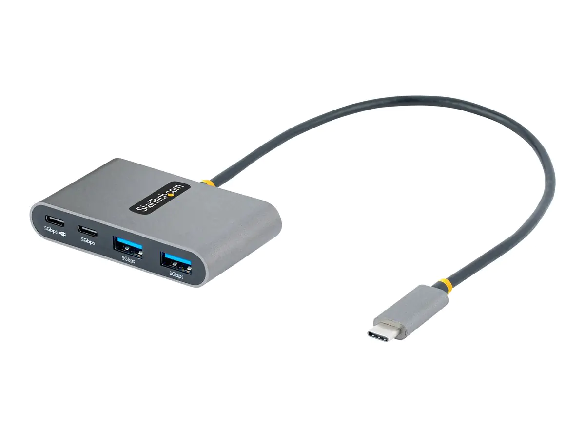 StarTech 4-Port USB-C Hub with 100W Power Delivery Pass-Through Charging, 2x USB-A + 2x USB-C, 5Gbps, USBC Hub w/ 1ft (30cm) Long Cable, Portable Laptop USB Type-C to USB-A/C Hub - USB 3.0 Expansion Hub (5G2A2CPDB-USB-C-HUB) - Hub - 2 x USB 3.2 Gen 1