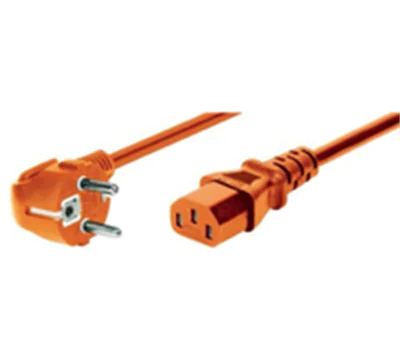 Azenn Connect Netzanschlusskabel Schukostecker abgewinkelt an Kaltgerätebuchse orange - Strom/Netzteil 808072