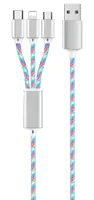 ACV 3in1 USB LED Kabel blau 150cm für Micro-USB