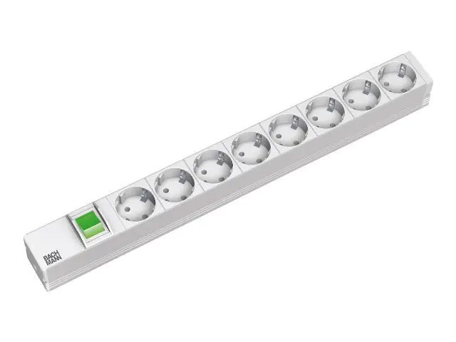 Bachmann - Steckdosenleiste (Rack - einbaufähig) - Ausgangsanschlüsse: 8 - 1U - 48.3 cm (19") - 2 m Schnur - Hellgrau