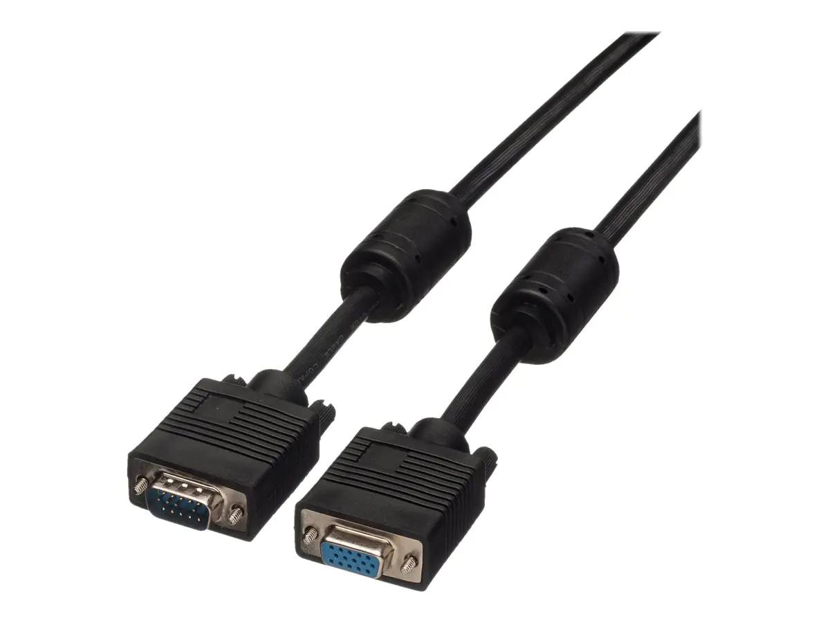 Roline - VGA-Verlängerungskabel - HD-15 (VGA) (M) zu HD-15 (VGA) (W) - 2 m - Daumenschrauben - Schwarz
