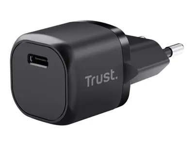Trust Maxo - Netzteil - extrem klein - 20 Watt - 3 A - Power Delivery 3.0 + PPS (24 pin USB-C) - auf Kabel: USB-C - Schwarz Trust Maxo - Netzteil - extrem klein - 20 Watt - 3 A - Power Delivery 3.0 + PPS (24 pin USB-C) - auf Kabel: USB-C - Schwarz
