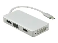 Helos - Videoadapter - 24 pin USB-C männlich zu HD-15 (VGA), DVI-D, HDMI, DisplayPort weiblich - 10 cm - Silber - 4K Unterstützung