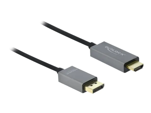Delock - Adapterkabel - DisplayPort männlich zu HDMI männlich - 1 m - Grau, Schwarz - 4K Unterstützung, aktiv