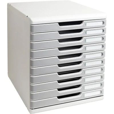 Exacompta Schubladenbox MODULO 10 Schubladen DIN A4+ Polystyrol Gehäusefarbe: lichtgrau Farbe der Schublade: steingrau Exacompta Schubladenbox MODULO 10 Schubladen DIN A4+ Polystyrol Gehäusefarbe: lichtgrau Farbe der Schublade: steingrau