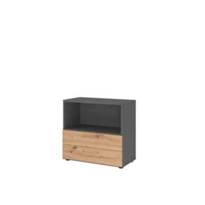 Hammerbacher Regalschrank FlexWall H748xB800xT417mm graphit/asteiche Regal u.Schübe VFW28S2KG/G/R/BS