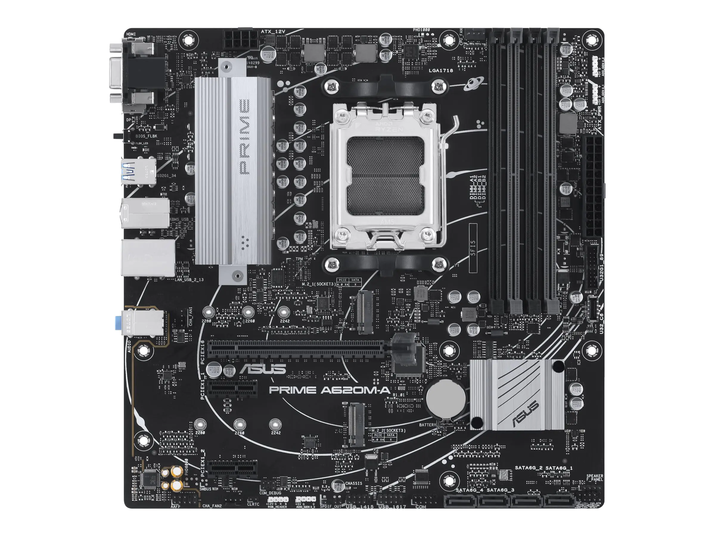 ASUS PRIME A620M-A-CSM - Motherboard - micro ATX - Socket AM5 - AMD A620 Chipsatz - USB-C 3.2 Gen 1, USB 3.2 Gen 1 - Gigabit LAN - Onboard-Grafik (CPU erforderlich) 90MB1F10-M0EAYC