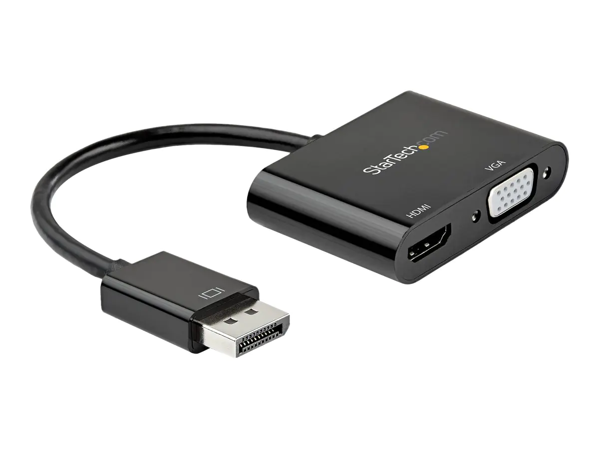 StarTech DisplayPort to HDMI VGA Adapter, DisplayPort 1.2 HBR2 to HDMI 2.0 (4K 60Hz) or VGA 1080p Converter Dongle, DP to HDMI or VGA Monitor Adapter, Digital Video Display Adapter - Multiport Video Dongle (DP2VGAHD20) - Videoadapter - DisplayPort männlic StarTech DisplayPort to HDMI VGA Adapter, DisplayPort 1.2 HBR2 to HDMI 2.0 (4K 60Hz) or VGA 1080p Converter Dongle, DP to HDMI or VGA Monitor Adapter, Digital Video Display Adapter - Multiport Video Dongle (DP2VGAHD20) - Videoadapter - DisplayPort männlic