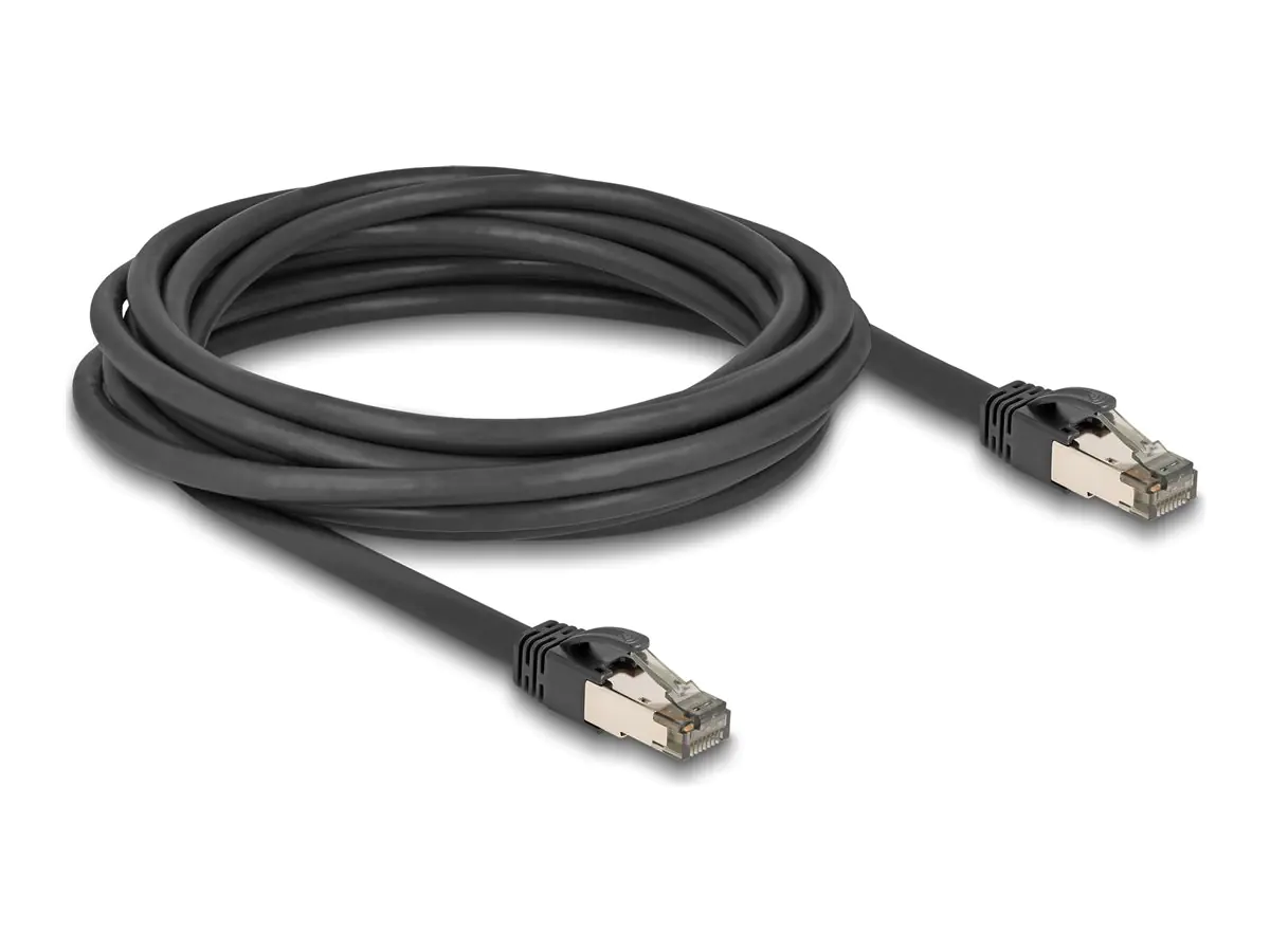 Delock - Patch-Kabel - RJ-45 (M) zu RJ-45 (M) - 5 m - 7.3 mm - U/FTP - CAT 6a - ohne Haken - Schwarz