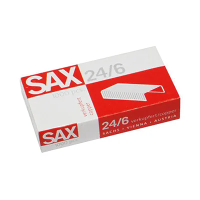 SAX Heftklammer 1-246-01 Nr. 24/6mm verkupfert 1.000 St./Pack. SAX Heftklammer 1-246-01 Nr. 24/6mm verkupfert 1.000 St./Pack.