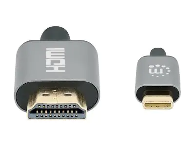 Manhattan USB-C to HDMI Cable, 4K@60Hz, 1m, Black, Male to Male, Three Year Warranty, Polybag - Adapterkabel - USB-C männlich zu HDMI männlich - 1 m - Doppelisolierung - Schwarz - Unterstützung für 4K60Hz (3840 x 2160) 153591