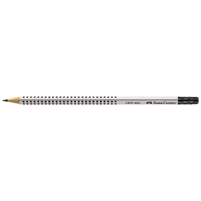 Faber-Castell Bleistift GRIP 2001 117201 mit Radierer B silbergrau Faber-Castell Bleistift GRIP 2001 117201 mit Radierer B silbergrau