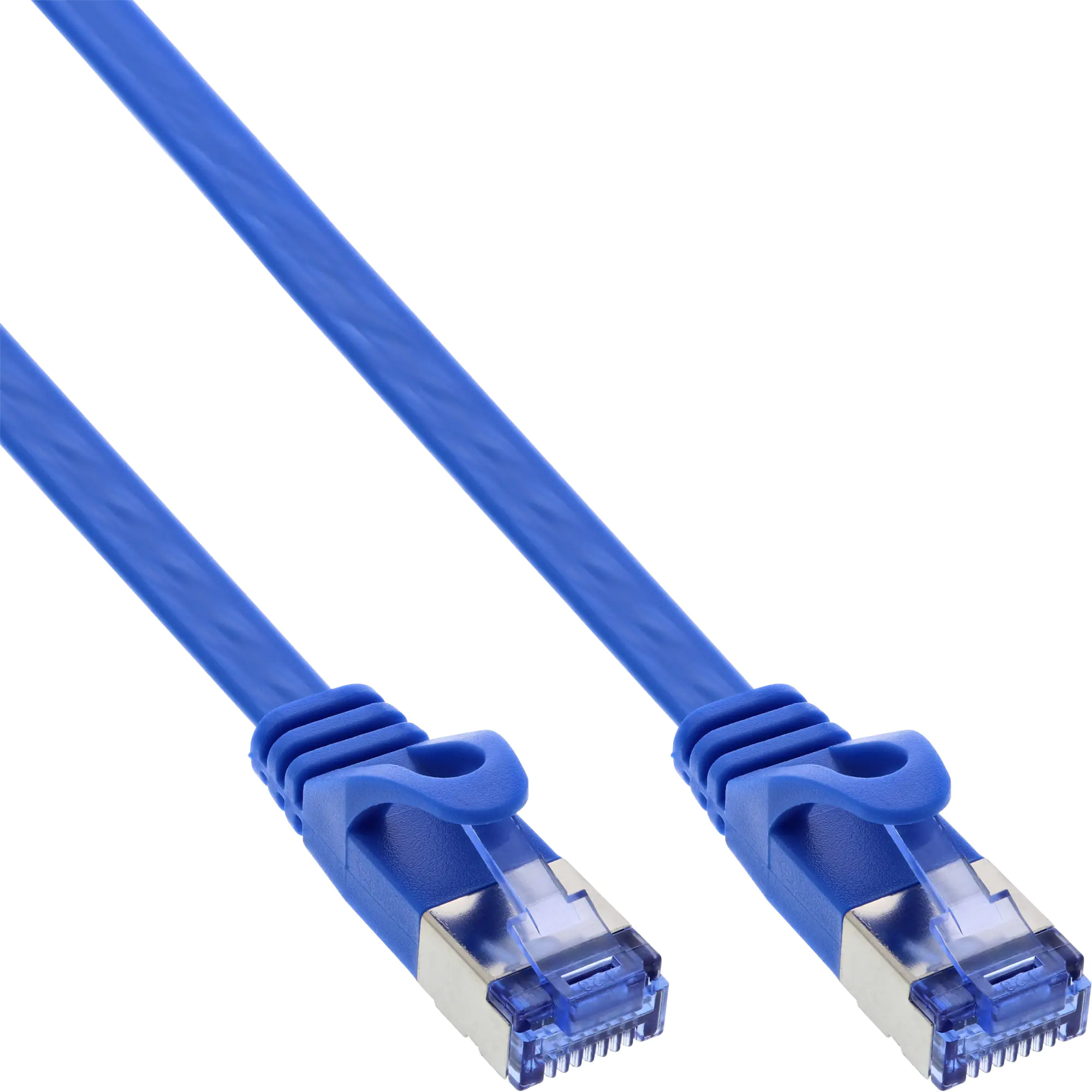 InLine - Patch-Kabel - RJ-45 (M) zu RJ-45 (M) - 10 m - U/FTP, PiMF - CAT 6a - geformt, flach - Blau