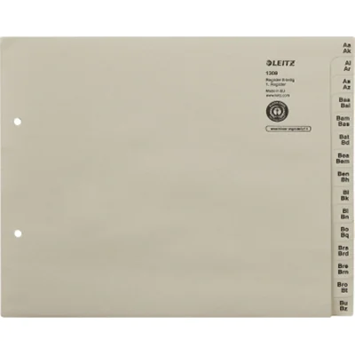 Leitz Registerserie 13080085 DIN A4 A-Z für 8Ordner halbe Höhe grau Leitz Registerserie 13080085 DIN A4 A-Z für 8Ordner halbe Höhe grau