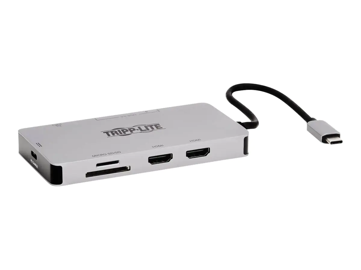 Tripp USB-C Dock, Dual Display - 4K 60 Hz HDMI, USB 3.2 Gen 1, USB-A Hub, GbE, Memory Card, 100W P