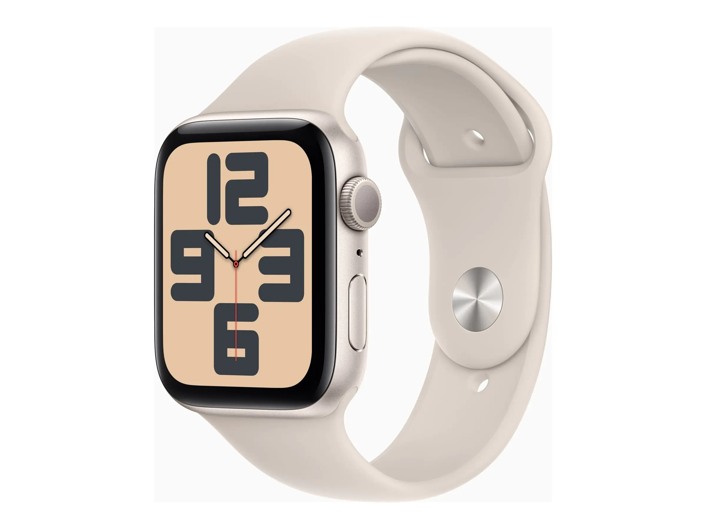 Apple Watch SE (GPS) - 44 mm - Starlight Aluminium - intelligente Uhr mit Sportband - Flouroelastomer - Starlight - Bandgröße: M/L - 32 GB - Wi-Fi, Bluetooth - 32.9 g