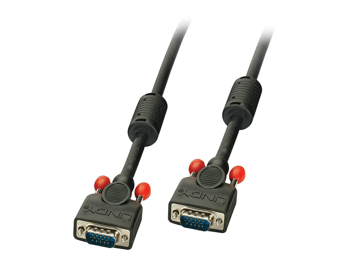 Lindy - VGA-Kabel - HD-15 (VGA) (M) zu HD-15 (VGA) (M) - 1 m - geformt, Daumenschrauben - Schwarz