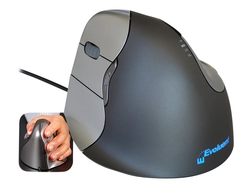 Evoluent VerticalMouse 4 Left - Vertikale Maus - ergonomisch - Für Linkshänder - Laser - 6 Tasten - kabelgebunden - USB - Grau, Silber Evoluent VerticalMouse 4 Left - Vertikale Maus - ergonomisch - Für Linkshänder - Laser - 6 Tasten - kabelgebunden - USB - Grau, Silber