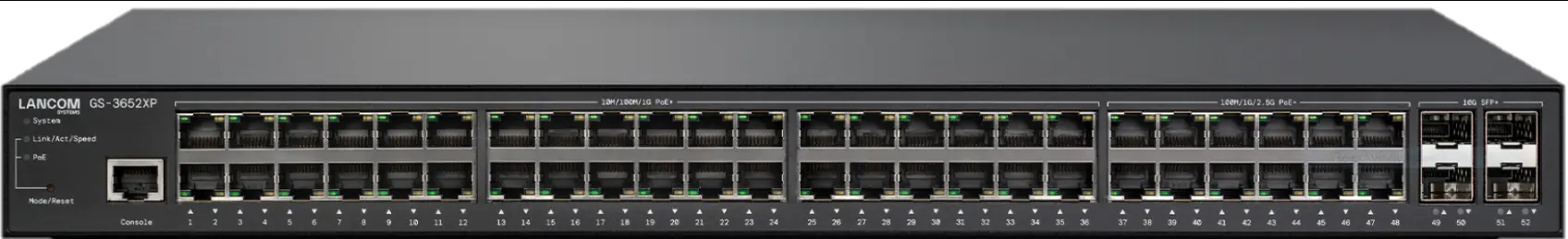 LANCOM GS-3652XP - Switch - L3 - managed - 36 x 10/100/1000 (PoE+) + 12 x 100/1000/2.5G (PoE+) + 4 x 10 Gigabit SFP+ - an Rack montierbar - PoE+ (740 W)