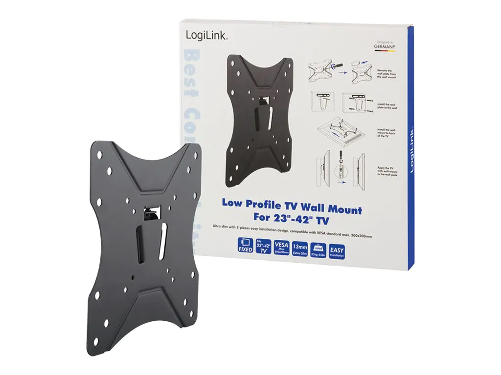 LogiLink Klammer - für LCD TV - fester, kaltgepresster Stahl - Bildschirmgröße: 58.4-106.7 cm (23"-42") BP0004
