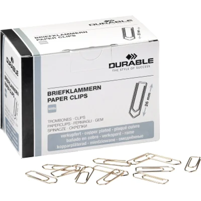 DURABLE Büroklammer spitze Form 26mm Metall kupfer 1.000 St./Pack. DURABLE Büroklammer spitze Form 26mm Metall kupfer 1.000 St./Pack.