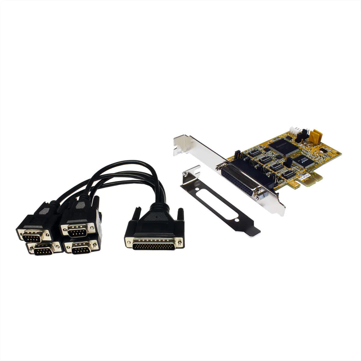 Exsys EX-45364 4 Port RS-232/422/485 PCIe Karte Low Profile Octopus Kabel