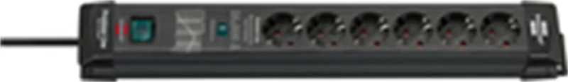 Brennenstuhl 1951160400, 1,8 m, Drinnen, IP20, Schwarz, 6 AC-Ausgänge, 90 mm
