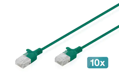 DIGITUS CAT 6 U-UTP Slim Patchkabel, 0,3 m, Grün, 10 Stück