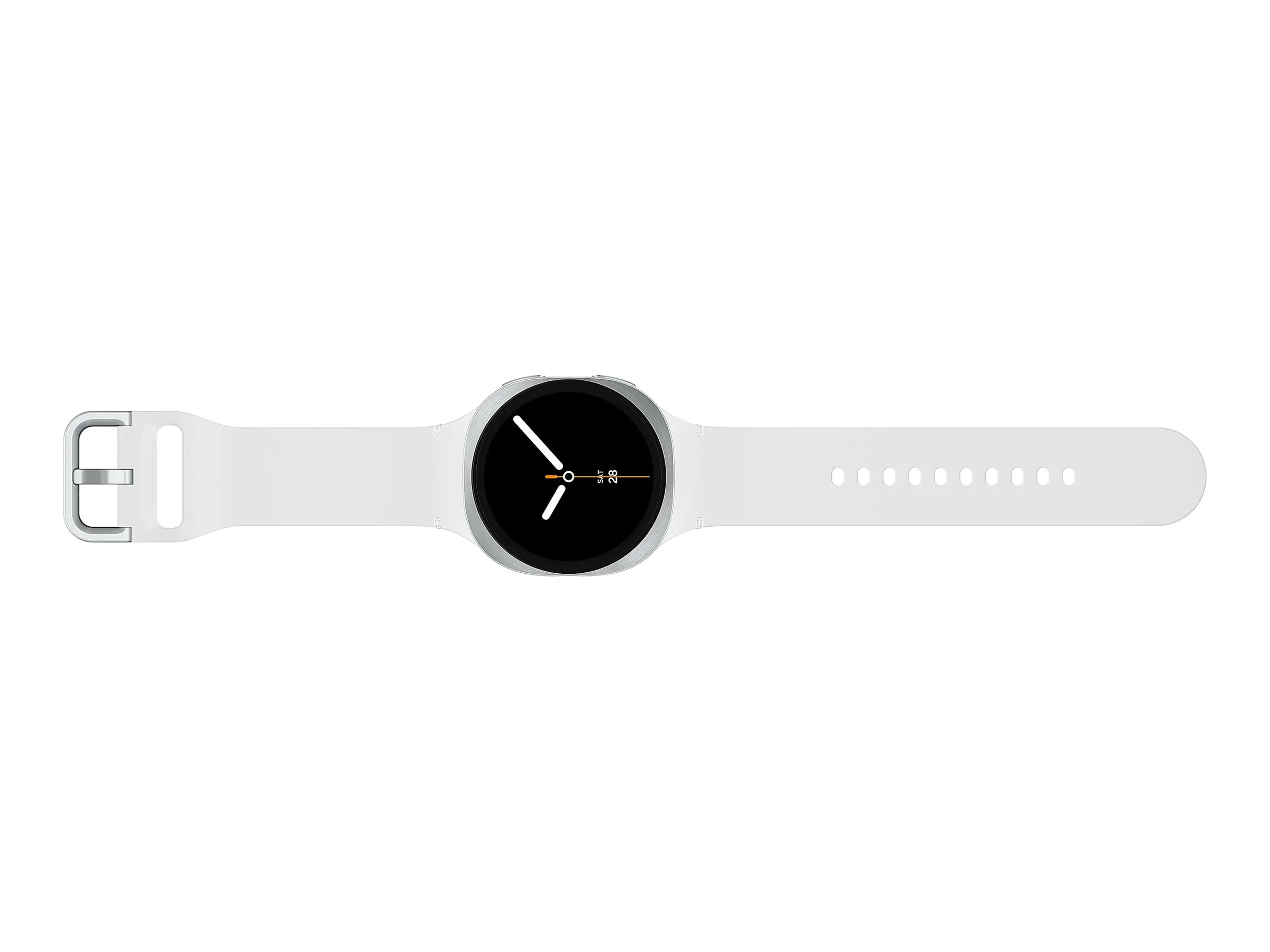 Samsung Galaxy Watch8 - 40 mm - silber - intelligente Uhr mit Sportband - Gummi - weiß - Bandgröße: S/M - Anzeige 3.4 cm (1.34") - 32 GB - NFC, Bluetooth, Wi-Fi - 30 g