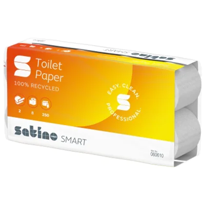 Satino Toilettenpapier SMART 2-lagig Papier, 100 % recycelt weiß 250 Bl./Rl. 8 Rl./Pack. Satino Toilettenpapier SMART 2-lagig Papier, 100 % recycelt weiß 250 Bl./Rl. 8 Rl./Pack.