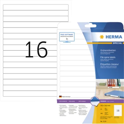 HERMA Ordneretiketten 5118 DIN A4 192x16,9mm weiß 400 St./Pack. HERMA Ordneretiketten 5118 DIN A4 192x16,9mm weiß 400 St./Pack.
