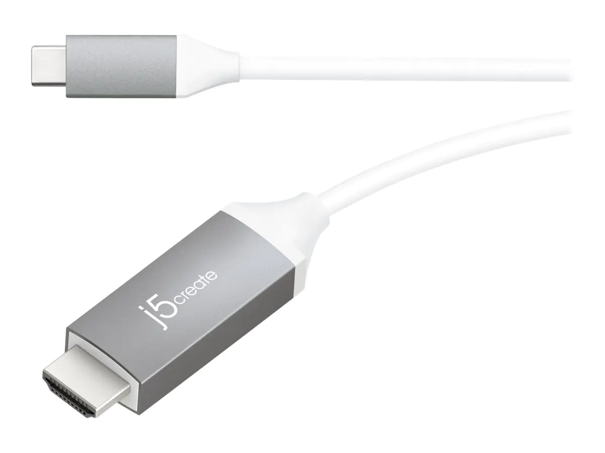 j5create JCC153G-N USB-C™ zu 4K HDMI™ Kabel, 1,5 m, HDMI Type C (Mini), HDMI Typ A (Standard), 32,4 Gbit/s, Grau, Weiß