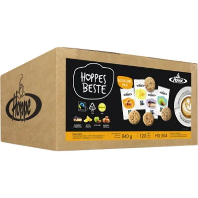 Hoppe Gebäckmischung Hoppes Beste Fair Trade Blueberry Cheesecake, Karamell-Meersalz, Apfel-Zimt, Zitrusfrüchte Karton Karton 120 x 7 g/Pack. Hoppe Gebäckmischung Hoppes Beste Fair Trade Blueberry Cheesecake, Karamell-Meersalz, Apfel-Zimt, Zitrusfrüchte Karton Karton 120 x 7 g/Pack.