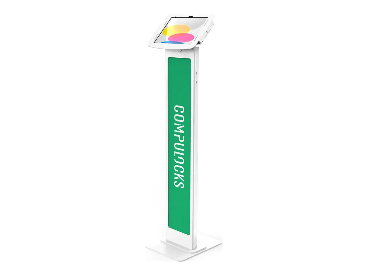 Compulocks iPad 10th-11th (A16) Gen Space Enclosure Brandable Floor Stand White - Befestigungskit (Aufstellung, Gehäuse) 140W209IPDSW