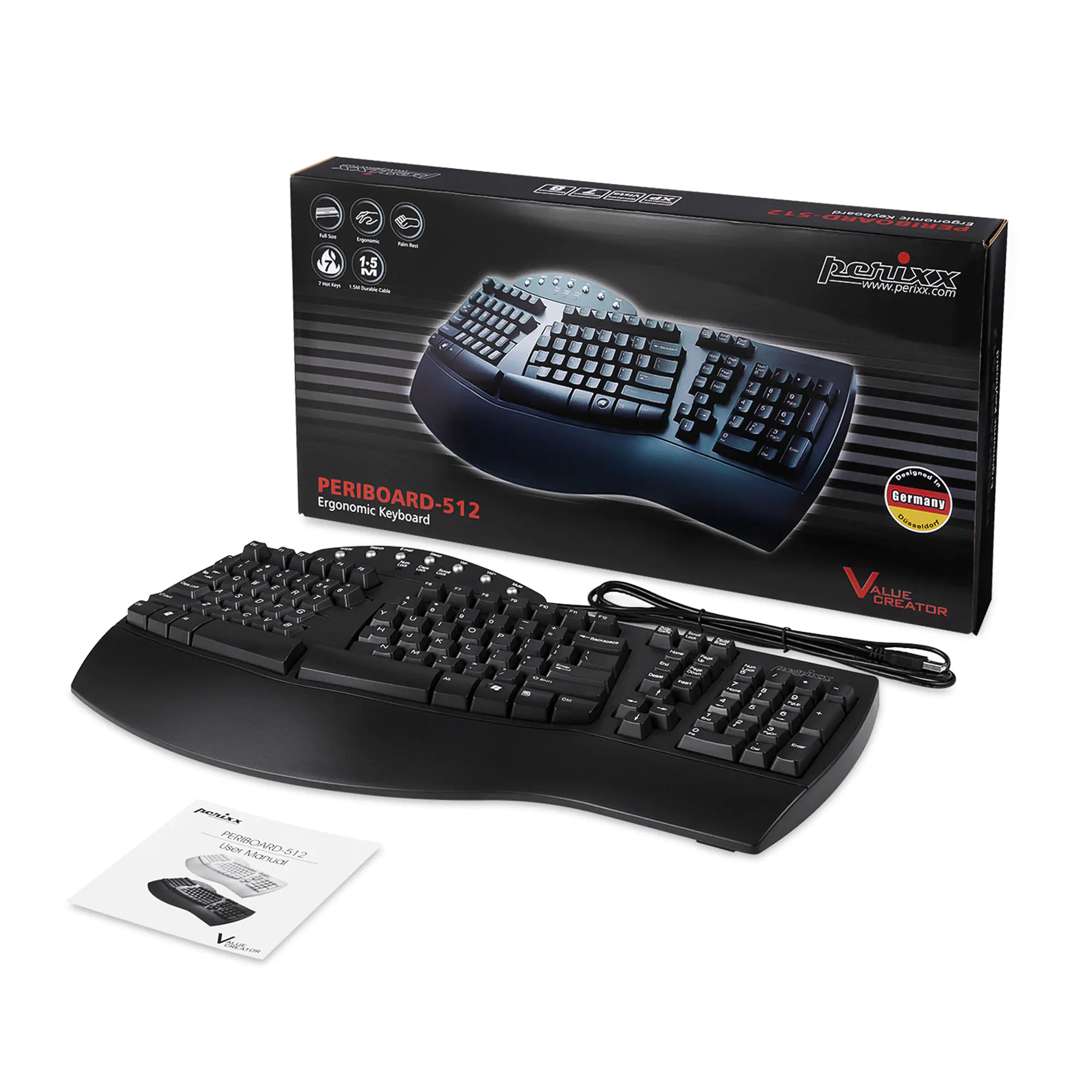 Perixx PERIBOARD-512 - Tastatur - USB - Deutsch PERIBOARD-512 SCHWARZ